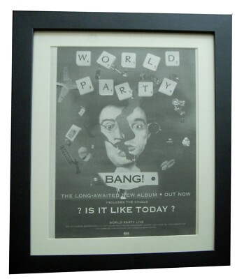 WORLD PARTY+Bang+POSTER+AD+RARE ORIGINAL 1993+QUALITY FRAMED+EXPRESS GLOBAL SHIP