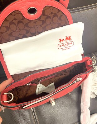COACH 32262 Bleecker Mini Brooklyn Messenger Bag AK/Loganberry Red