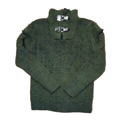Men's Large BFORS Knit Sweater. Wool .green And Navy Blue. two Layer. pre Owned 