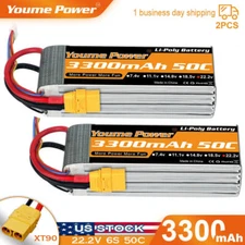 2pcs 22.2V 3300mAh 6S LiPo Battery XT90 for RC Car Truck Buggy Airplane Drone