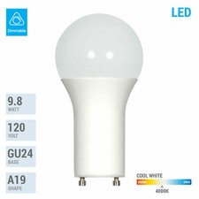 9.8W 60W Dimmable A19 LED 40K Cool White Frosted Twist and Lock GU24 Base Bulb