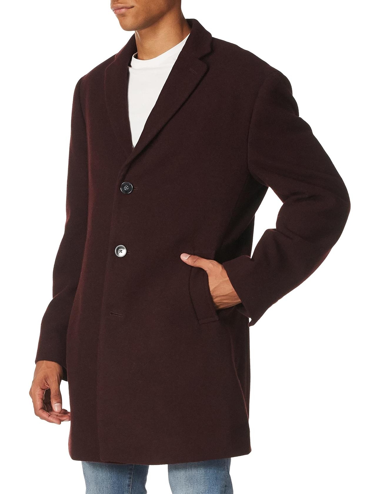 Calvin Klein Men's Prosper SlimFit Wool Blend Overcoat Burgundy 46L NWT eBay