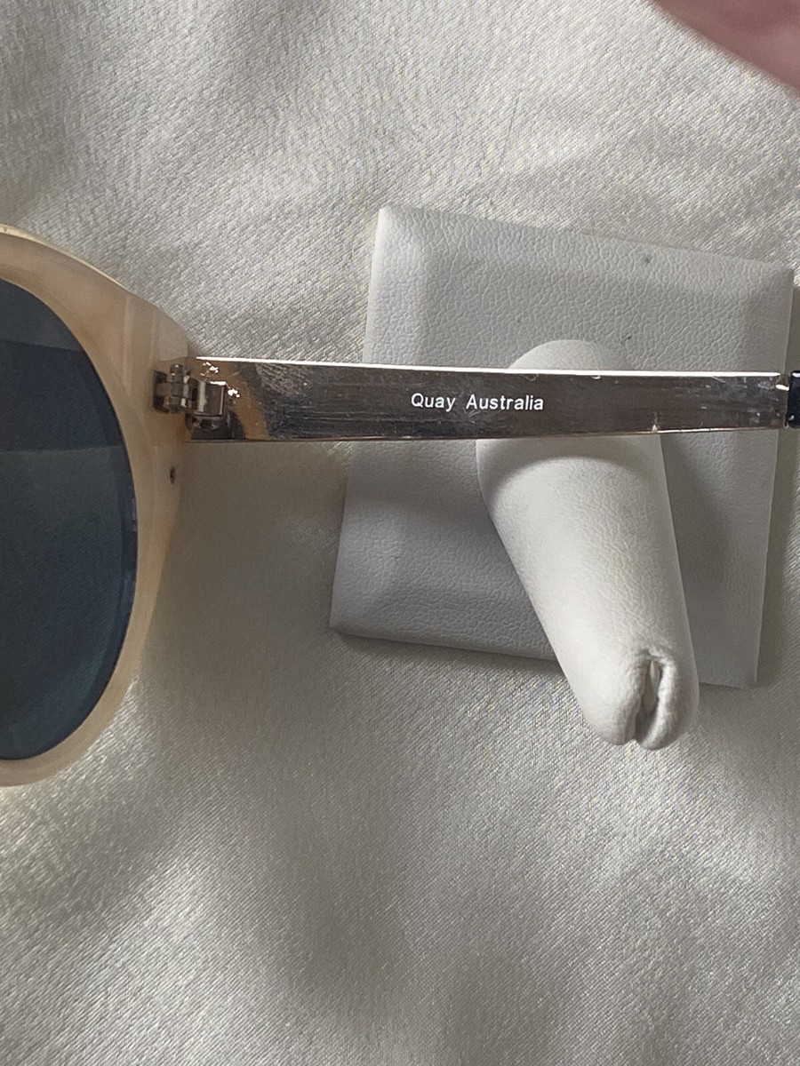 Quay Australia Last Dance White Marbleized Frame Gold Mirror Cat Eye Sunglasses QUAY Australia Last Dance White Marblized Gold Round Lens  main image 2