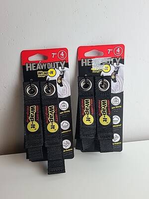 2 Wrap-It Heavy-Duty Storage Strap 7'' 4 In Pack Total Of 8 Model# 104-10BX Black