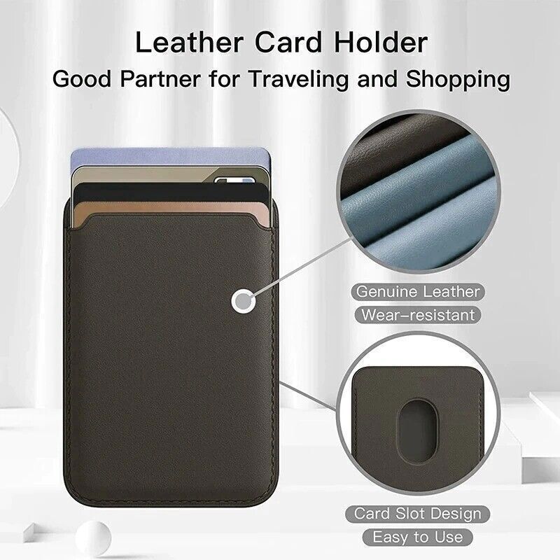 Magnetic Card Wallet Holder With MagSafe For IPhone 14/13/12 Series - PU Leather, 12 Magnets, Golden Brown