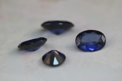 20X15MM Faceted Oval Large Facet Loose Dark Blue Lab Created Corundum 1 PCS - Picture 3 of 4