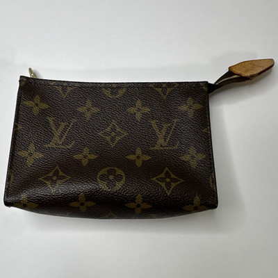 Louis Vuitton Monogram Leather Poche Toilette Bag Brown Zipper Closure