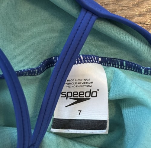 Speedo Girls Size 7 Blue Aqua One Piece Swimsuit - Picture 4 of 6