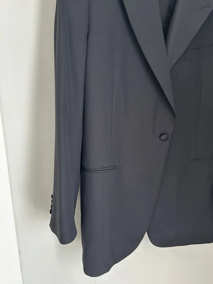 Chaqueta Blazer Esmoquin Formal Negra Sólida Canali Italia Para Hombres 44R Foto 3 de 4