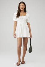FAITHFULL Sophia Mini Dress Medium White Short Sleeve Casual Summer Dress