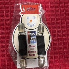 Black/Silver Elastic Mitten Clips / Glove Keepers for All Ages New