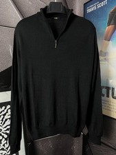Cavalli Class Half Zip Sweater Black Wool Blend Men  s Pullover