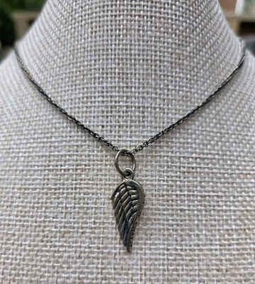 König Baby Sterling Silber Rabenflügel Halskette Zierlich Vintage Dünne Kette