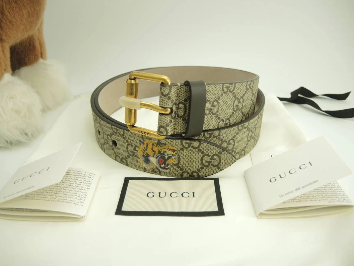 Gucci Ceinture Boucle 95cm Tiger GG Supreme Homme S Tiger Neuf 059