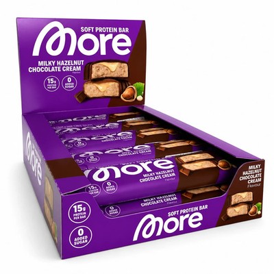 More Nutrition Soft Protein Bar Milky Hazelnut Chocolate Cream - 10x50g Riegel