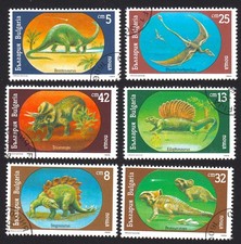 Dinosaurs Stamps Prehistoric Animals Stegosaurus, Brontosaurus, Triceratops,..