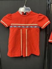 Vintage Carol Evans JC Penny Penn Prest Dress Sz 4 girls Red Top And Pants