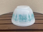 Vtg Pyrex Amish Butter Print Blue Turquoise Nesting Mixing Bowl 401 1 1/2 Pint