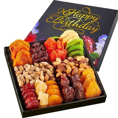 Happy Birthday Dried Fruit & Nuts Gift Basket Arrangement 12 Assortment
