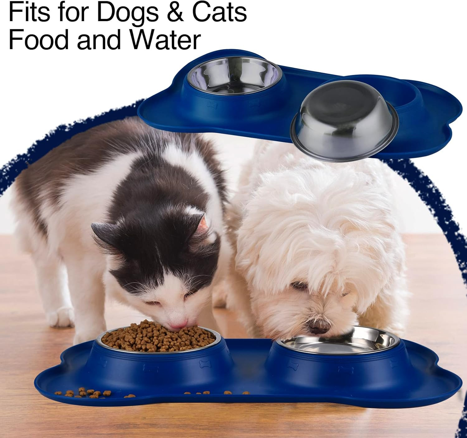Dog Bowls 2 Stainless Steel Bowl for Pet Water and Food Feeder with Non Spill Sk