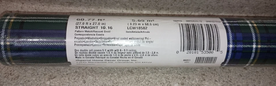 Ralph Lauren Home Blue Plaid Wall Paper Single Roll 27 Feet Brand New - Image 3 of 3