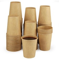 Paper Cups, 50 Pack 8 Oz Kraft Paper Coffee Cups, Disposable Cups for Hot or
