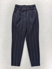 Express Ankle High Rise Dress Pants Womens 2 Blue Striped Twill Career Office