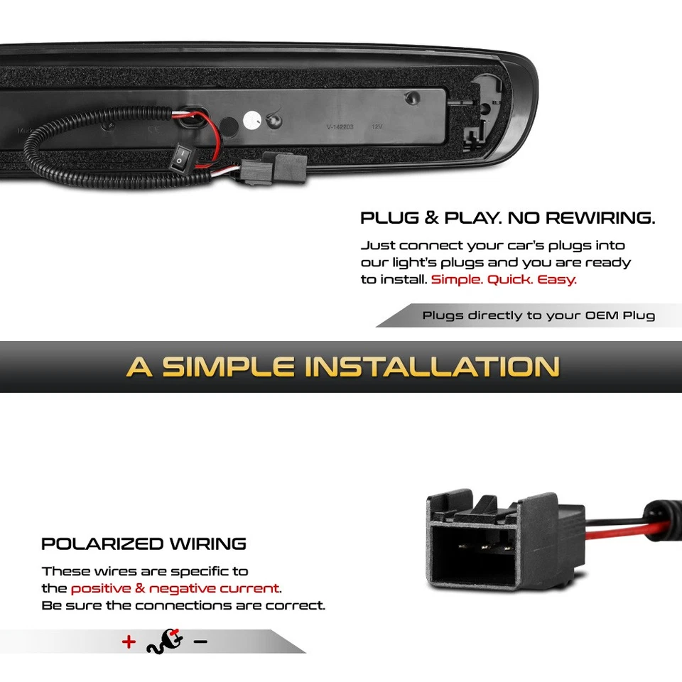 Full LED Red Clear 3rd Third Brake Light Lamp For 2007-2014 Sierra Silverado Foto 4 de 4