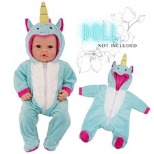 Reborn Baby Doll Outfit Realistic 20" BiBi Doll Clothes Unisex Unicorn Jumpsuit