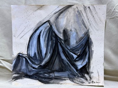 LEONARDO DA VINCI  drawing and painting on old paper signed stamped vintage