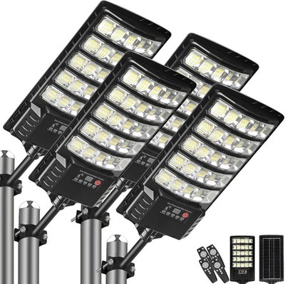 4-Pack Solar Street Lights, 30000lm Outdoor Flood Light, 2 Motion Sensor Modes,