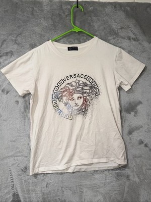Versace T-Shirt Medusa Face White With Multicolor Medium *Small Stain*