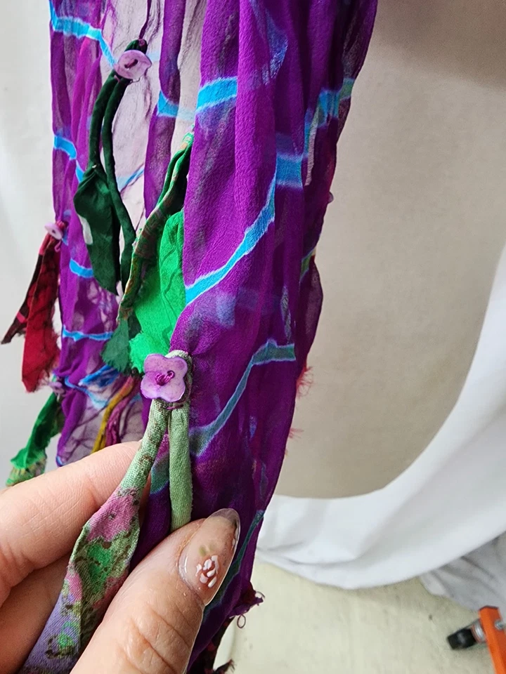 Шарф Chan Luu сари шелк фиолетовый измельченный вычурный причудливый галстук богемный сказочный  - Изображение 4 из 4