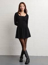 American Eagle Pointelle Long Sleeve Mini Dress