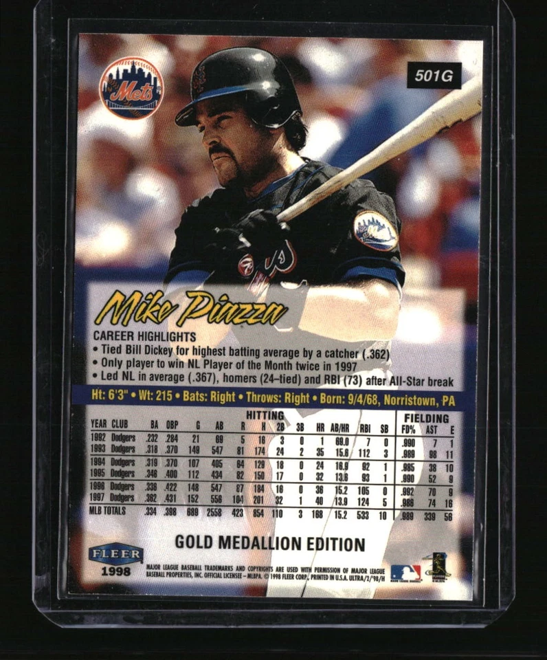 1998 Ultra #501G Mike Piazza Gold Medallion - Image 2 of 2