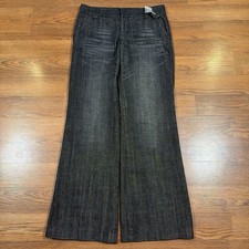 New Express Editor Pants Black Denim Faded Womens Size 8 Trouser Baggy