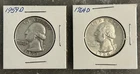 1959 D, 1964 D WASHINGTON QUARTERS, CIRCULATED, UNGRADED