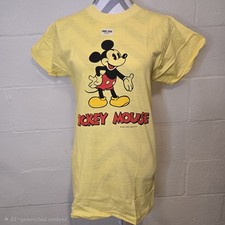 Vintage 70s Disney Mickey Mouse Double Sided Tee Canary Yw Single Stitch MEDIUM.