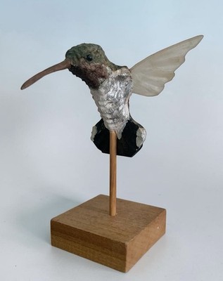 Vintage Robert  Bob  White Hummingbird Bird Folk Art Wooden Decoy Carving