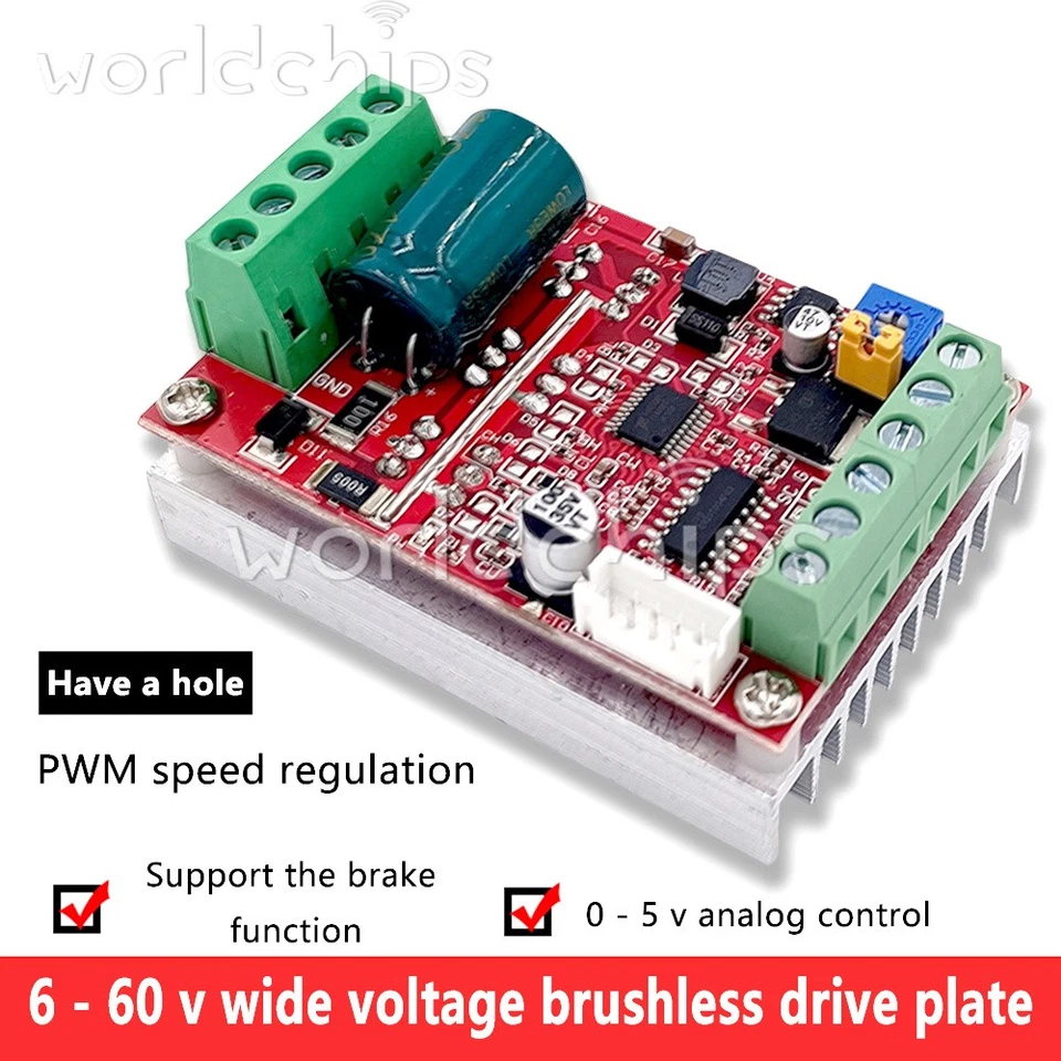 1/5/10* 400W 6-60V BLDC 3-phase DC Brushless Motor Controller PWM Hall Control - Image 3 of 4