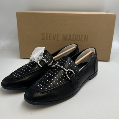 Steve Madden Carrine S Stofftier Schwarz Leder Slipper Schuhe Größe UK 3 /REF21