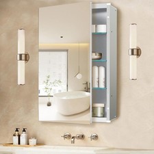 16"x26" Aluminum Medicine Cabinet, Bathroom Cabinet with Mirror,Firm and Dura...