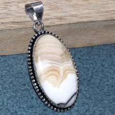 Zebra Calcite 925 Silver Plated Pendant 2