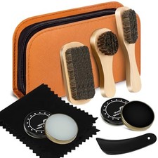 Shoe Shine Kit Leather Shoe Polish Brush Care Kit Classic 8 Brown