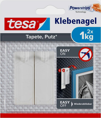 tesa Klebenagel für Tapeten und Putz 1kg - Selbstklebende Nägel 2 Klebenägel