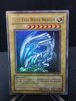 Blue-Eyes White Dragon SDK-001 Unlimited Ultra Rare Holo LP Vintage Yu-Gi-Oh!
