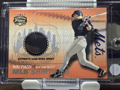 2003 Fleer Focus JE MLB Shirtified Game Jersey #MP Mike Piazza