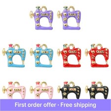 10pcs Enamel Charms Sewing Machine Charms for DIY Jewelry Making