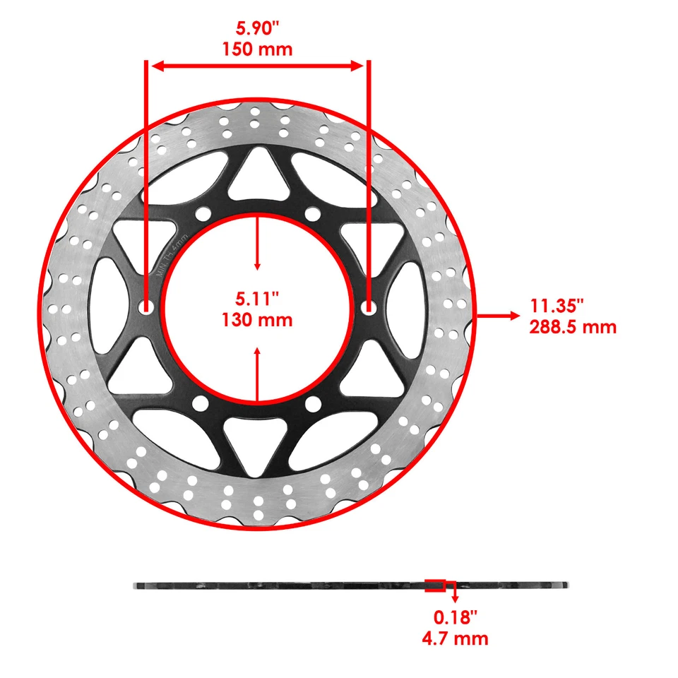 Front Rear Brake Disc Rotor for Kawasaki Ninja 250R EX250J 2008 2009 2010-2012 - image 2 of 4