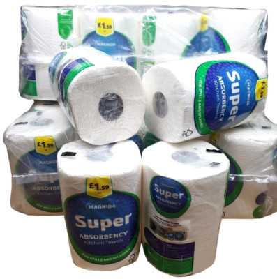 12 x große Jumbo Küche Seidenpapier Rolle Reinigung weiß 2-lagig